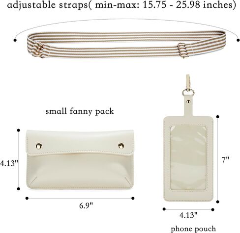 Phone Lanyard Crossbody with 2 Pouches - Utility Phone Strap Lanyard, Universal Adjustable Lanyard for Phone Up to 6.7 Inches (Beige), Standard in Saudi Arabia