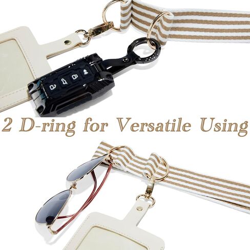 Phone Lanyard Crossbody with 2 Pouches - Utility Phone Strap Lanyard, Universal Adjustable Lanyard for Phone Up to 6.7 Inches (Beige), Standard in Saudi Arabia