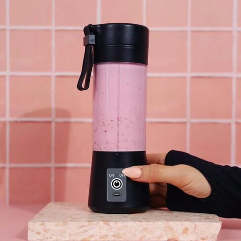 Portable Blender for Shakes and Smoothies with 14 Oz BPA Free Travel Cup and Lid - Personal Travel Blenders for Smoothies - Mini Fruit Juice Mixing Shaker Bottle (380ml) (Black) in Saudi Arabia