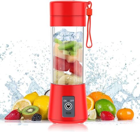 Portable Blender for Shakes and Smoothies with 14 Oz BPA Free Travel Cup and Lid - Personal Travel Blenders for Smoothies - Mini Fruit Juice Mixing Shaker Bottle (380ml) (Black) in Saudi Arabia