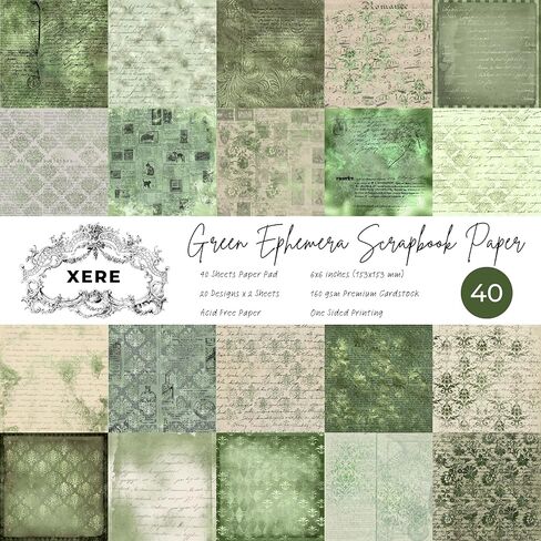 XERE 40 Sheets Scrapbook Paper, 6x6 Ephemera Pattern Paper Pack for Journaling Notebooks, Sketchbook, Bookmark Making, Junk Journal, Scrapbook Art Supplies (Blue) in Kuwait