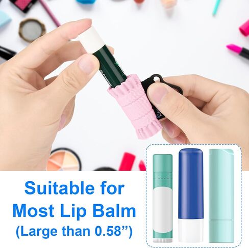 Lip Balm Holder Keychain, 5 Pack Compact Clip On Chapstick Sleeve Holder, Cute Tight-Knit Elastic Lipstick Sleeve Clip Lip Gloss Pouch Holster Clip On Keys/Purse/Bag in Saudi Arabia