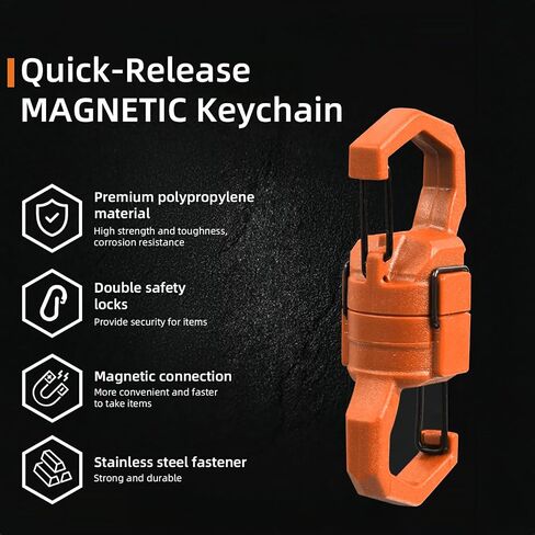 360° Rotatable S-Shape Magnetic Keychain, Dual Lock Quick Release Keychain for Lure Tools, Outdoor Backpack, Belts in Saudi Arabia