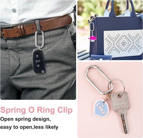 3 PCS Oval Carabiner Key Ring, Metal Snap Spring Buckle Clip for Keychains, Heavy Duty O Ring Carabiner Clasp for Purse, DIY Crafts, Outdoors - Silver in Saudi Arabia