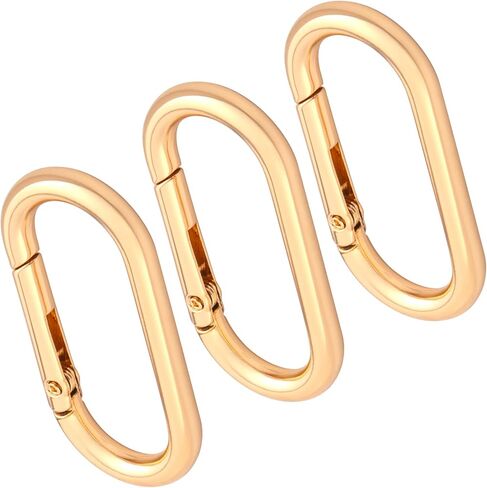 3 PCS Oval Carabiner Key Ring, Metal Snap Spring Buckle Clip for Keychains, Heavy Duty O Ring Carabiner Clasp for Purse, DIY Crafts, Outdoors - Silver in Saudi Arabia