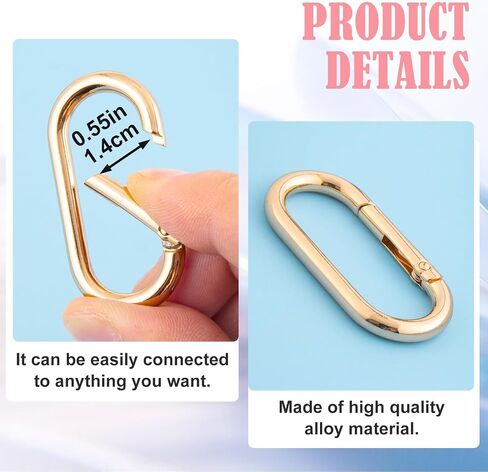 3 PCS Oval Carabiner Key Ring, Metal Snap Spring Buckle Clip for Keychains, Heavy Duty O Ring Carabiner Clasp for Purse, DIY Crafts, Outdoors - Silver in Saudi Arabia
