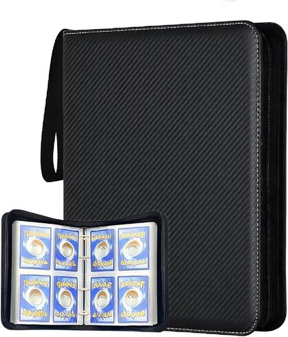 9 Pocket Trading Card Binder,Card Binder 900 Pockets Sports Cards Game Card Collection Binder Card Holder Binder Card Storage Album with Sleeves and Zipper (Black-900 Pockets) in Kuwait