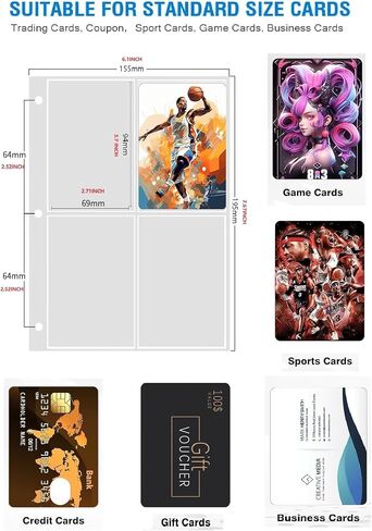 9 Pocket Trading Card Binder,Card Binder 900 Pockets Sports Cards Game Card Collection Binder Card Holder Binder Card Storage Album with Sleeves and Zipper (Black-900 Pockets) in Kuwait