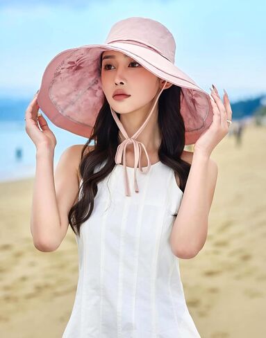 HUAMULAN Wide Brim Women Summer Sun Floppy Hat Beach Bucket Fishing Hats Reversible Packable Outdoor UV Protection in Kuwait
