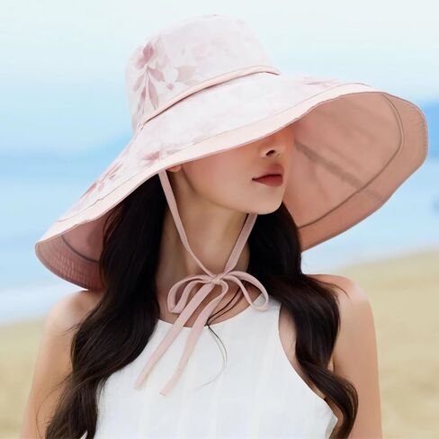 HUAMULAN Wide Brim Women Summer Sun Floppy Hat Beach Bucket Fishing Hats Reversible Packable Outdoor UV Protection in Kuwait