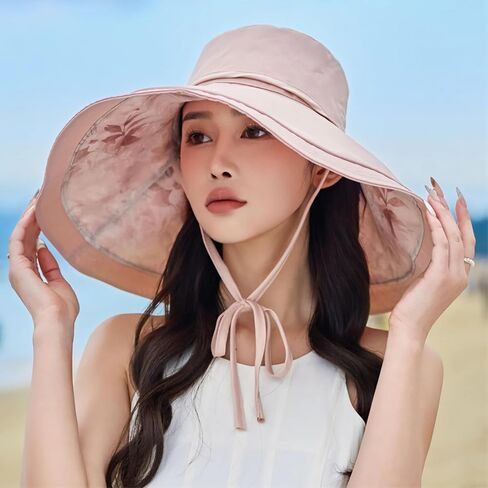 HUAMULAN Wide Brim Women Summer Sun Floppy Hat Beach Bucket Fishing Hats Reversible Packable Outdoor UV Protection in Kuwait