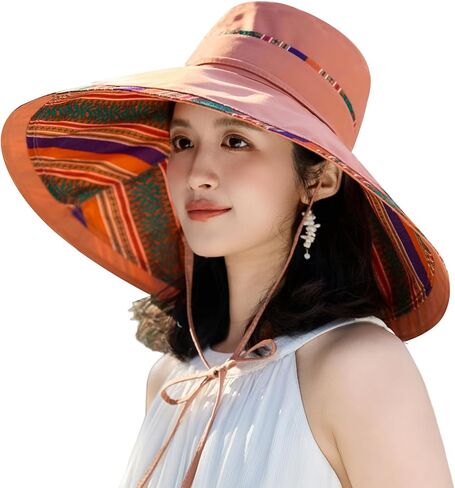 HUAMULAN Wide Brim Women Summer Sun Floppy Hat Beach Bucket Fishing Hats Reversible Packable Outdoor UV Protection in Kuwait