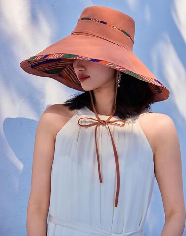 HUAMULAN Wide Brim Women Summer Sun Floppy Hat Beach Bucket Fishing Hats Reversible Packable Outdoor UV Protection in Kuwait