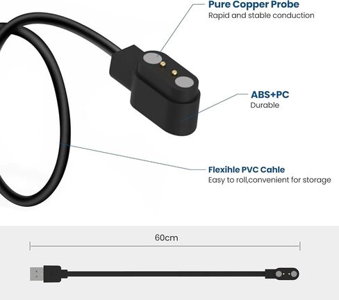 2-Pack Chargers Compatible with ALPHAGEAR Raptor Pro Watch Charger, Magnetic USB Charger Replacement Charging Cable for ALPHAGEAR Raptor Pro Rugged Smart Watch (Black&Black) in Saudi Arabia