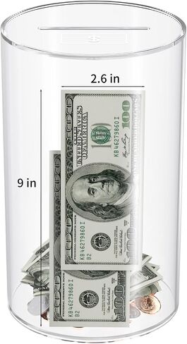 NIUBEE Clear Piggy Bank for Adults Kids, Acrylic Piggy Bank for Boys Girls to Saving Money Cash Coin, Must Break to Open, Perfect Size 10" H x 6" Diameter(Large) in Saudi Arabia