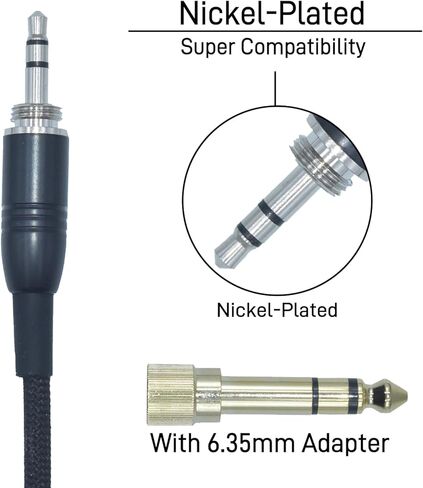 Coiled Mini XLR to 3.5mm Headphone Cable, Female MiniXLR to 1/4 TRS Plug Replacement Cable with 1/8" to 6.35mm Adapter - Compatible with AKG, Nickel Plated,13 Feet(4m) in Kuwait