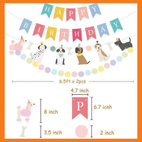 Dog Themed Banner Happy Birthday Banner Backdrop Colorful Decoration Kids Baby Dog Birthday Party Supplies in Kuwait