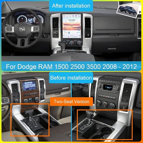Android 11 Qualcomm Car Radio for Dodge RAM 2008 2009 2010 2011 2012 Truck Stereo Replacement Tesla Style Touch Screen GPS Navigation Multimedia Player，Two Seats Version (8GB+128GB) in Saudi Arabia
