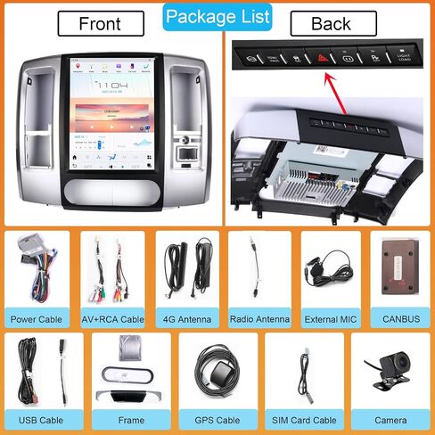 Android 11 Qualcomm Car Radio for Dodge RAM 2008 2009 2010 2011 2012 Truck Stereo Replacement Tesla Style Touch Screen GPS Navigation Multimedia Player，Two Seats Version (8GB+128GB) in Saudi Arabia