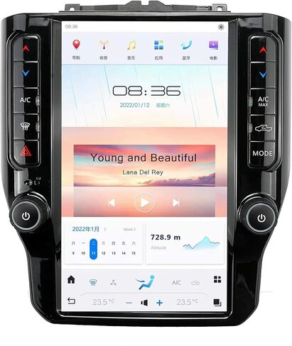 Android 11 Qualcomm Car Radio for Dodge RAM 2009 2008 2010 2011 2012 Truck Stereo Replace Tesla Style Touch Screen GPS Multiming Player ， إصدار مقعدين (8 جيجابايت+128 جيجابايت) in Kuwait
