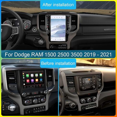 Android 11 Qualcomm Car Radio for Dodge RAM 2009 2008 2010 2011 2012 Truck Stereo Replace Tesla Style Touch Screen GPS Multiming Player ， إصدار مقعدين (8 جيجابايت+128 جيجابايت) in Kuwait