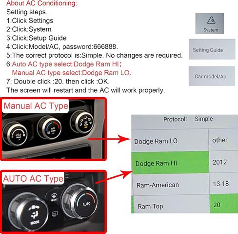 Android 11 Qualcomm Car Radio for Dodge RAM 2009 2008 2010 2011 2012 Truck Stereo Replace Tesla Style Touch Screen GPS Multiming Player ， إصدار مقعدين (8 جيجابايت+128 جيجابايت) in Kuwait