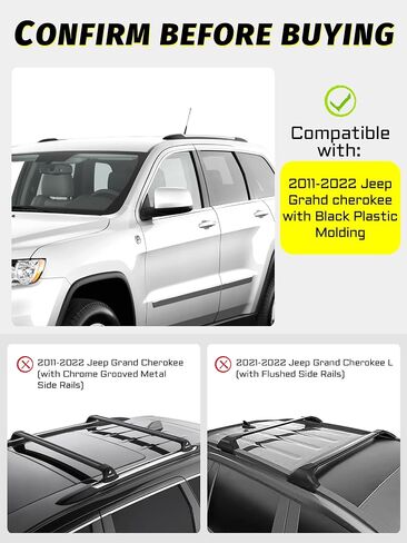 Car Roof Rack Cross Bars Compatible with 2014-2023 Jeep Cherokee (Fit for Raised Side Rails), Aluminum Lockable Roof Cross Bars for Kayak Bike Rooftop Cargo Carrier Bag Basket Luggage in Kuwait