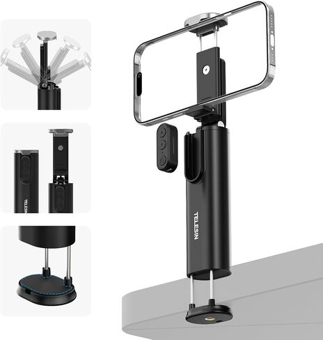 Universal Airplane Phone Holder, Handsfree Bluetooth Phone Stand with 360° Rotation, Travel Essentials Page Turner Remote for TikTok & Mobile Controller, Ideal for Flying, Home, and Office Use in Saudi Arabia