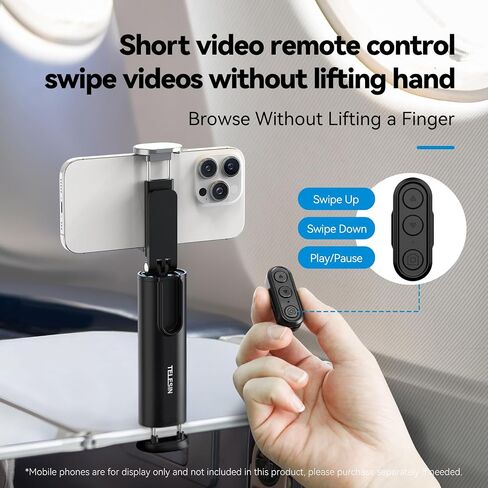 Universal Airplane Phone Holder, Handsfree Bluetooth Phone Stand with 360° Rotation, Travel Essentials Page Turner Remote for TikTok & Mobile Controller, Ideal for Flying, Home, and Office Use in Saudi Arabia