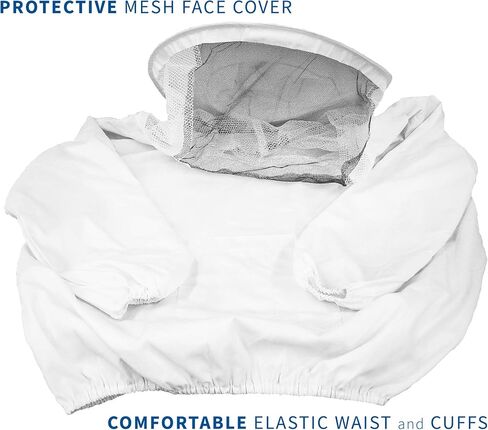 VIVO Professional White XXL Beekeeping Suit, Jacket, Pull Over, Smock with Veil BEE-V105XL2 in Kuwait