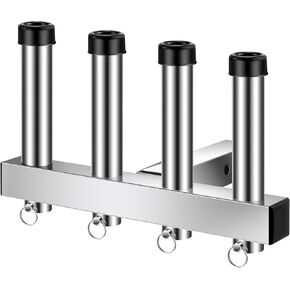 Fishing Rod Holder for Truck Stainless Steel Hitch Fishing Rod Rack Adjustable Hitch Mount 4 Tubes Fishing Pole Holder for 2‘’ Hook Receiver with Quick Release Pin