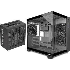 MUSETEX Y6 PC CASE ATX 3 Non-LED Fans Pre-Installed Bundled 1000W PC Power Supply