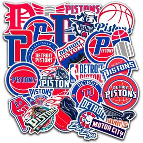 25 PCS Detroit American Pistons Basketball Stickers for Water Bottle, Laptop, Bicycle, Computer, Motorcycle, Travel Case, Car Decal Decoration Sticker