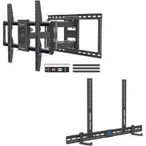 Mounting Dream Full Motion TV Wall Bracket - 42-75 Inch TV & Soundbar Mount - Sound Bar Fits Most Bars Up to 13 Lbs