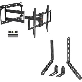 YD3019 Long Extension TV Mount for Most 37-75 Inch TV, Full Motion Wall Bracket with 29.5 inch Long Arm, YD5010 Soundbar Mount, Sound Bar TV Bracket, for Mounting Above or Under TV