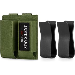 Bvya Double Mag Pouch Molle Pistol Mag Pouch with Quick Freear Magazine Pouch Insert for Glock 9mm 1911 92f Magazines 40mm Grenade