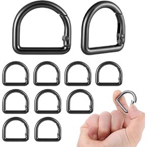 12Pcs Small D Ring Carabiner Clips, Stainless Steel Mini Carabiner Keychain Spring D Rings Hook for Dog Collars Car Keyring Backpack Clips Webbing Buckle Paracord Keyrings Purse Chain