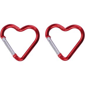 2Pcs Cute Heart Shape Carabiners Keychain Clips,Backpack Water Bottle Aluminum Alloy Accessory and Keychain Carabiners for Dog Leash Water Bottle Holder Snap,Snap Hook for Camping Accessories