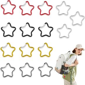 15 Pack Carabiner Star Shaped, Star Shaped Carabiner Clip for Traveling Camping Fishing Hiking, 1.77x1.77inch