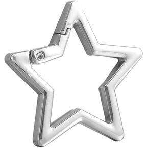 Silver Star Shaped Stainless Steel Keychain Clip Carabiner Snap Hook Holder Star Carabiner Hook Clip Key Holder Carabiner Clip Keychain Carabiners with Key Chain Rings DIY Metal Hoop Loop