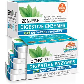 Zenwise Health Digestive Enzymes - Probiotic Multi Enzymes with Probiotics and Prebiotics for Digestive Health and Bloating Relief for Women and Men, Daily Enzymes for Gut and Digestion - 45+15 Count