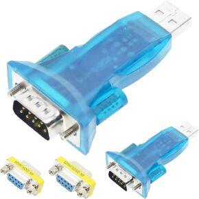 2 pcs USB to RS232 Adapter USB 2.0 to Serial DB9 Male Converter with DB9 Female to Female Adapter for Windows 7/8/10/XP/Vista