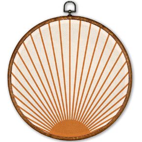 TLESKE Orange Boho Sun Round Wall Art Decor, Bohemian Sunshine Framed Canvas Prints Wall Art Artwork, Abstract Minimalist Wall Hanging Room Door Decor Decorations for Bedroom Living Room 10x10in