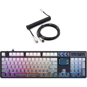 Glacier Skyloong GK104 Pro Full Size, Wireless/Wired Detachable USB-C Hot Swappable Mechanical Keyboard with Screen, Knobs, Calculator, Split Space Bar Compatible (Gradient Black, Standard Cable)