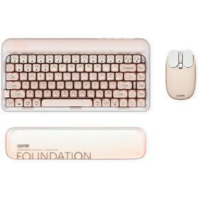 LOFREE DOT Foundation Mechanical Keyboard with Milk Tea Mouse Jelly Palm Rest, 75% Rechargeable Hot-swappable Keyboards with 3 Types Connection for Windows, Mac OS/Pink GATERON Baby Racoon Switches
