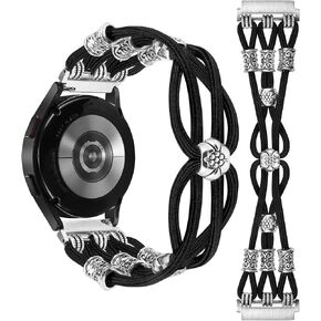 TOYOUTHS Boho Beaded Bracelet Band Compatible with Samsung Galaxy Watch 7 6 5 4 FE 40mm 44mm/Watch 6 Classic/Watch 5 Pro/Watch 4 Classic/Active 2/Watch 3 Women, 20mm Stretchy Solo Loop Dressy Strap