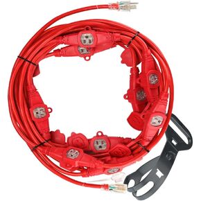 40 Feet Multi Outlet Extension Cord 12 Gauge,10 Nema 5-15R Evenly Spaced Outlets with Blue Indicators.Male Plug to Female Connector,Erboelec,ETL Listed