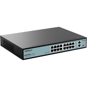 16 Port Gigabit PoE Switch 400W,2 Gigabit Uplink,802.3af/at,Port Isolation,Metal Casing,1U Rackmount,Unmanaged Network Switch