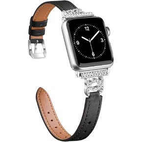 Leather Bands Compatible with Apple Watch 10/9/8/7/6/5/4/3/2/1/SE/SE2/Ultra, Women Wristbands for iWatch 46mm/45mm/44mm/42mm/41mm/40mm
