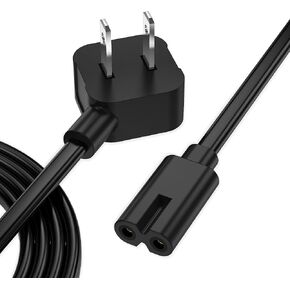 AGVEE 6.6ft TV Power Cord Replacement for TCL Roku Insignia Smart LED LCD HD TV, 90 Degree ETL Listed 18AWG 2-Prong AC Power Cable, Black